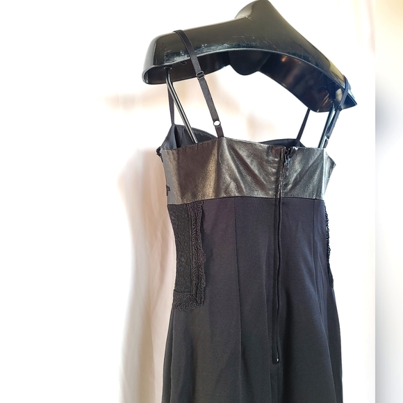 DANIER Leather & Lace Spaghetti Strap Slip Dress Size 8 - Picture 2 of 5